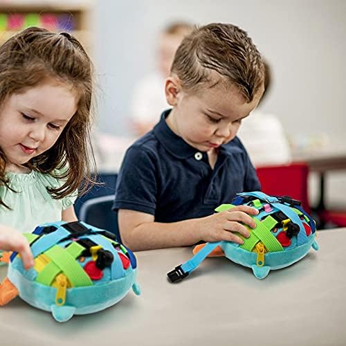beetoy Sensory Buckle Pillow Toys for Toddlers 1-3, Learning Activity Toy Develop Fine Motor Skill, Educational Buckle Zipper Toys Toddler Activities Travel Toy for Threading Basic Skills - Image 7