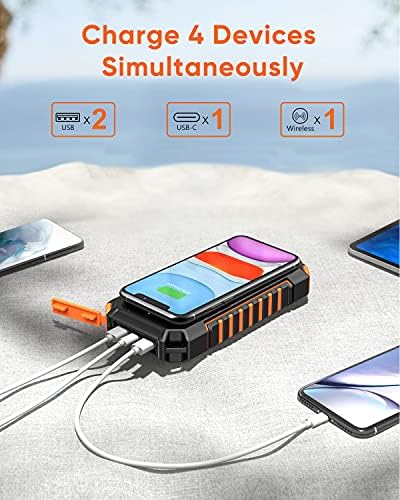 Solar Charger 20000mAh Power Bank - Hiluckey Wireless Portable Charger 3A USB C Fast Charging External Battery Pack for Cell Phone Tablets - Image 5