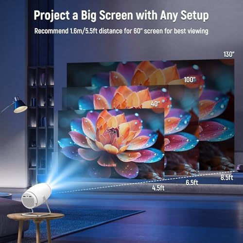 Mini Projector with WiFi 6 and Bluetooth 5.0, Portable Smart Projector 4K 1080P Supported, Auto Keystone Video Projector for Bedroom Home Outdoors (White) - Image 5