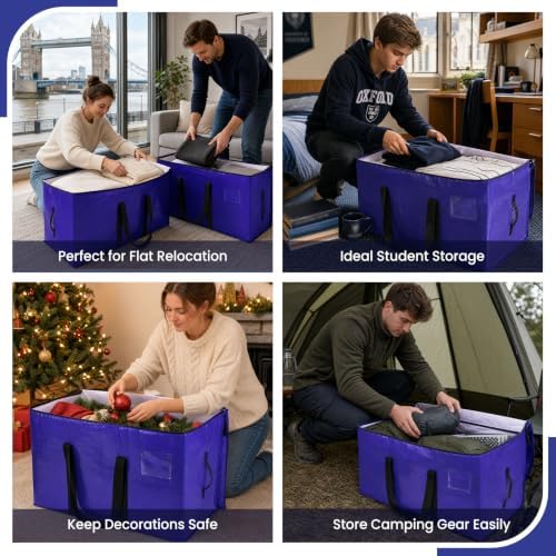 Hode Heavy Duty Moving Bags Extra Large Strong Plastic Storage Bags Zips | Duvet Clothes Bedding Waterproof Storage Packing Bag Boxes Moving House Essentials Extra Large Moving Boxes 90l 6 Pack Blue - Image 7