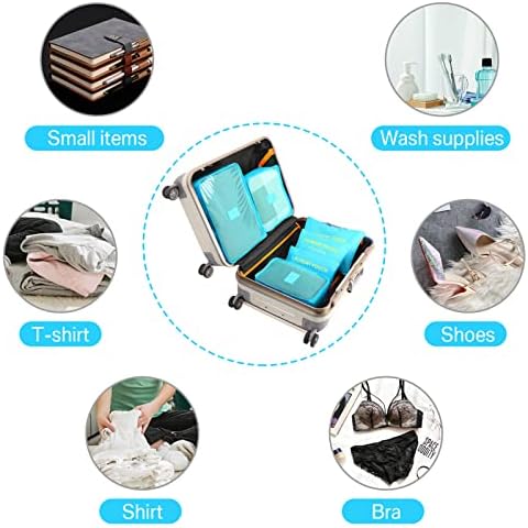 6PCS Packing Cubes for Travel Luggage Organiser Bag Compression Pouches Clothes Suitcase, Packing Organizers Storage Bags for Travel Accessories, Light Blue - Image 5