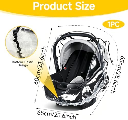 Universal Baby Car Seat Rain Cover, Waterproof Pram Rain Cover with Large Window for Quick Access, Side Ventilation, Easy Carry Protector for Newborn Infant Car Seats - Image 2