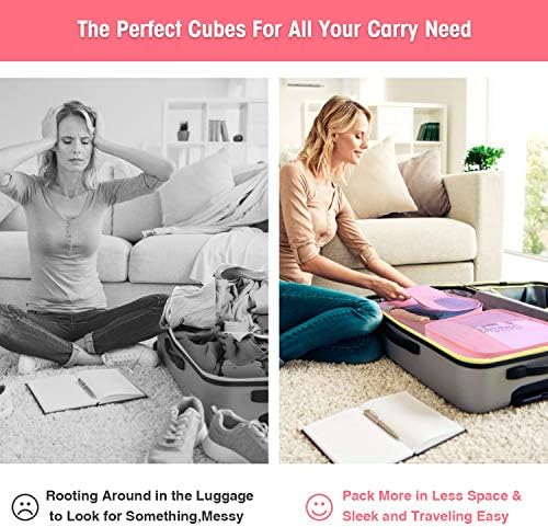 Packing Cubes for Suitcases 7 Set, Luggage Packing Organizers with Shoe Bag and Toiletry Bag (Pink) - Image 5