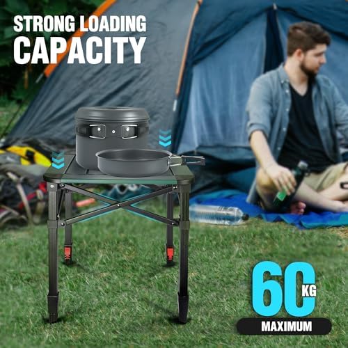 VILLEY Camping Table Folding, Small Lightweight Roll Up Aluminum Camp Table with Carry Bag, Adjustable Height Portable Outdoor Table for Picnic, Beach, Hiking, Fishing - Image 5