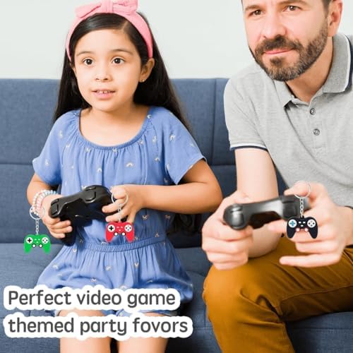 Gaming Keyrings - 4pcs Gaming Party Bag Fillers Supplies Keychains,Gaming Controller Keyrings,Game Handle Pendant Keyring Decorations for Party Bags Teenager Boys Kids Gifts,Kids Party Favors Supplies - Image 4