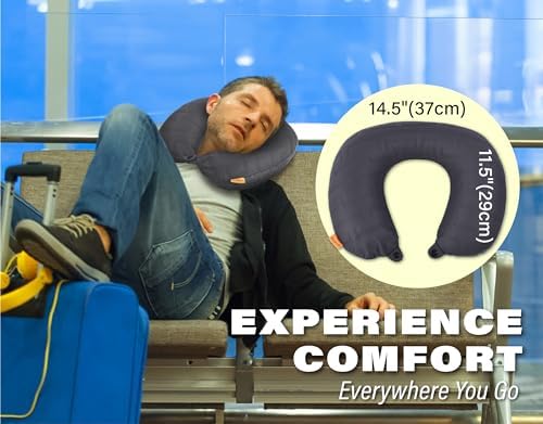 TREKOLOGY Inflatable Neck Pillow for Travel, Blow Up Neck Pillow for Travel with Removable Cover - Image 7