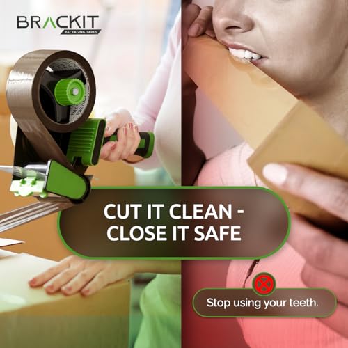 brackit Packing Tape with Dispenser, Brown 48mm x 66m, Pack of 6 Rolls – Strong Heavy Duty Packing Tape for Regular Use or Moving – Easily Seals Your Parcels and Boxes - Packaging Tape Dispenser - Image 6
