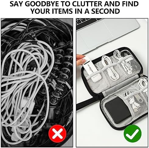 Portable Cable Organiser Bag Travel Organiser Double-Layer Cable Organiser Bag All-in-One Electronics Case for Tech Accessories, Charger, Power Bank,Earphone,Stylish Travel Gear for Men & Women - Image 2