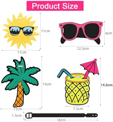 TamBee Luggage Tags for Suitcases Luggage Tags Labels Travel Suitcase Secure Baggage Labels with Buckles and Name ID Card, Unique Beach Series(4 Pack) - Image 2