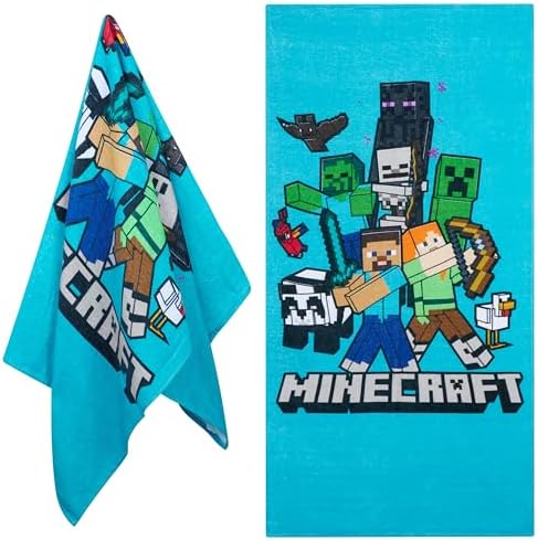 Minecraft Towel for Kids Teens Soft Absorbent Bath Shower Swimming Beach Towel 100% Cotton Creeper Holiday Essentials 140x70cm