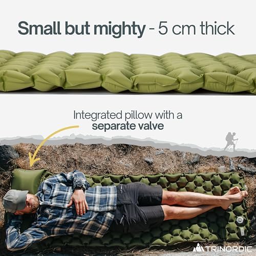 TRINORDIC Ultralight Inflatable Camping Mat - With Integrated Pillow – Lightweight (0.55kg) and Compact Outdoor Sleeping Mat for Hiking and Bikepacking - Image 7