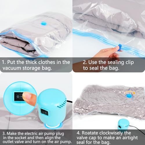 Vacuum Storage Bags 10Pcs with Electric Pump| 2XL+2L+2M+4S Space Saver Bags | Reusable Vacuum Bags for Bedding Pillows, Moving and Travel | PA Material | Clothes Storage Bags - Image 5
