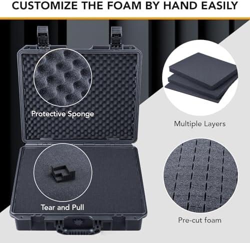 Lykus HC-4010 Waterproof Hard Case with Customisable Foam, Interior Size 40.7x33.6x11.7 cm, Suitable for Laptop, Electronics, and More Items - Image 2