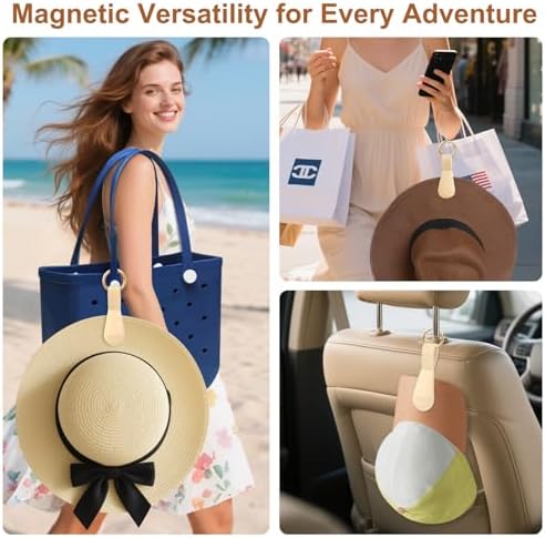 Fikoksol Magnetic Hat Clip for Travel on Bag, Silicone Hat Holder for Tote Beach Bag, Hand Free Strong Magnet Purse Hook Cowboy Hat Hanger Carrier for Travel Vacation Essentials Accessories - Image 6