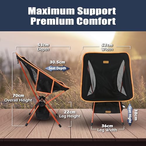 TREKOLOGY YIZI GO Camping Chair for Adult – Compact, Foldable, Lightweight 0.9 kg, 136 kg Capacity, Durable Aluminum, Quick Setup, Ideal for Backpacking, Beach, and Outdoor Adventures (Black) - Image 3
