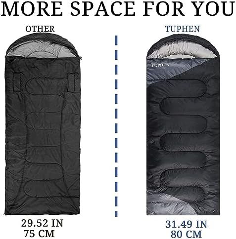 tuphen Sleeping Bag - 3-4 Seasons Camping Sleeping Bags for Adults for Hiking, Backpacking, Cold Weather & Warm Lightweight Travel Gear - Image 2