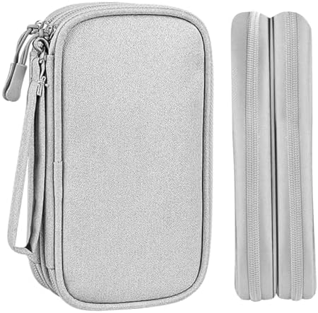 Portable Cable Organiser Bag Travel Organiser Double-Layer Cable Organiser Bag All-in-One Electronics Case for Tech Accessories, Charger, Power Bank, Earphone, Holiday Essentials for Men Women - Grey