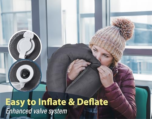 TREKOLOGY Inflatable Neck Pillow for Travel, Blow Up Neck Pillow for Travel with Removable Cover - Image 6