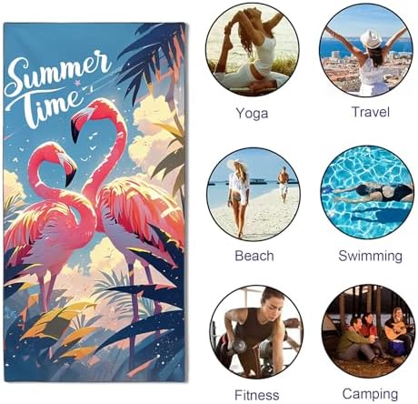 YISUMEI Summer Flamingos Beach Towels for Adults Extra Large 180 x 90 cm, Microfibre Lightweight Quick Dry Towel for Swimming Pool Cruise Travel Sports Camping - Image 5