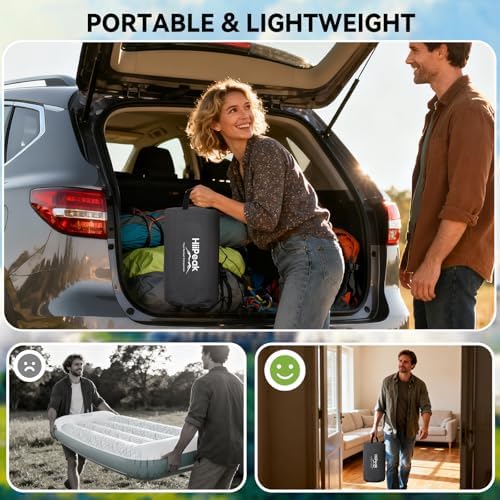 HiiPeak Single Inflatable Bed, 22cm Camping Air Mattress with Wireless Removable Built-in Pump, Blow Up Bed, Self Inflating Guest Bed All Night Stability, No Bad Smell for Tent Camping, Home, Guests - Image 7
