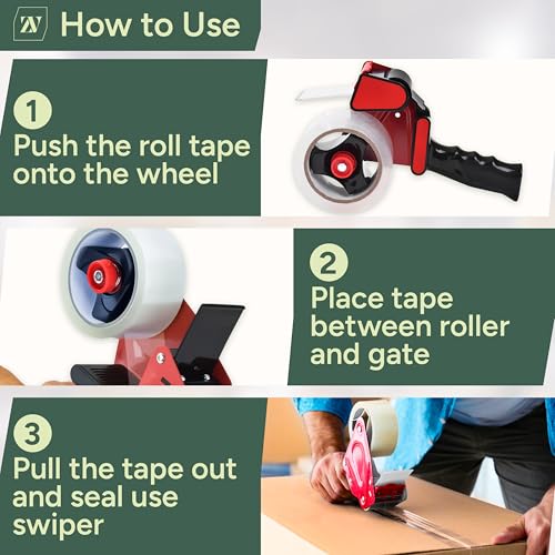 Zuvo Heavy-Duty Tape Dispenser with 6 Rolls of Clear Packaging Tape (48mm x 66m) – Ergonomic Tape Gun for Moving Boxes, Warehouse & General Packing - Image 5