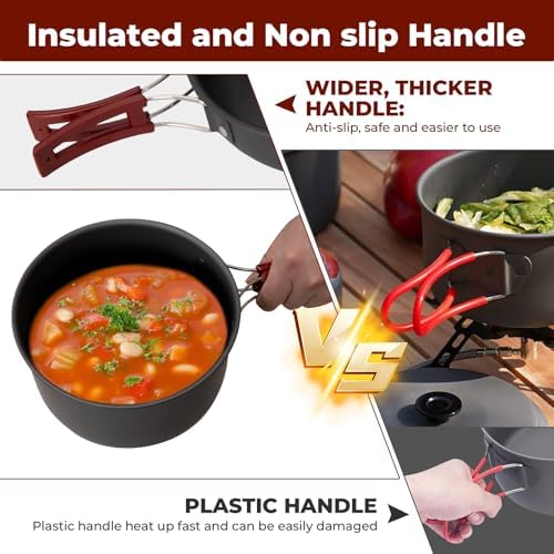 Bulin 24/13/11/8/4 PCS Camping Cookware Mess Kit Lightweight Backpacking Cooking Set Outdoor Cook Gear for Family Hiking, Picnic(Kettle, Pot, Frying Pan, Bowls, Plates, Spoon) - Image 5