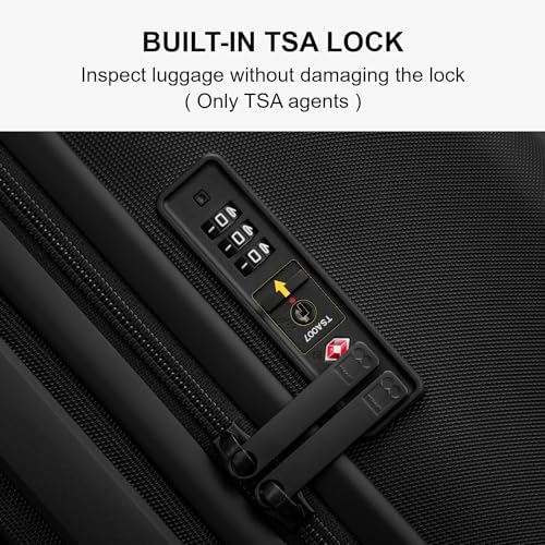 LEVEL8 Large Suitcase 28 Inch Hand Luggage with Spinner Wheels, 100% PC Micro-Diamond Textured Design Checked Large Luggage, Lightweight Hard Shell Suitcase with TSA Lock, Black (74cm, 99L, Black) - Image 8