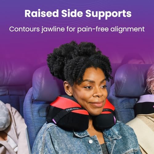Cabeau Travel Neck Pillows for Airplanes – The Neck’s Evolution, TNE S3 – Supportive Memory Foam Design for Long Haul Flights – Attachable Seat Straps and 360° Support (Berlin Grey) - Image 4