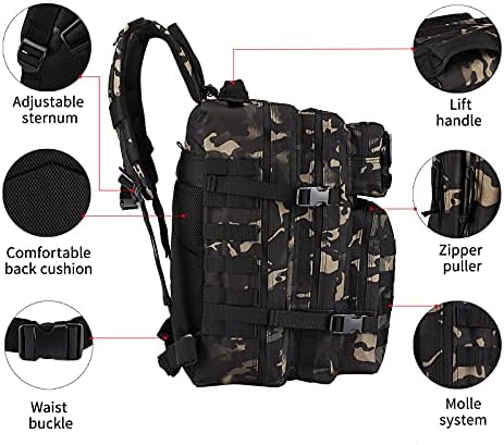 Oreunik Military Backpack 45L Waterproof Tactical Backpack Molle Backpacks Large Back pack for Travelling,Outdoor Trekking,Camping,Hiking,Fishing,Hunting,Gym(Black) - Image 6