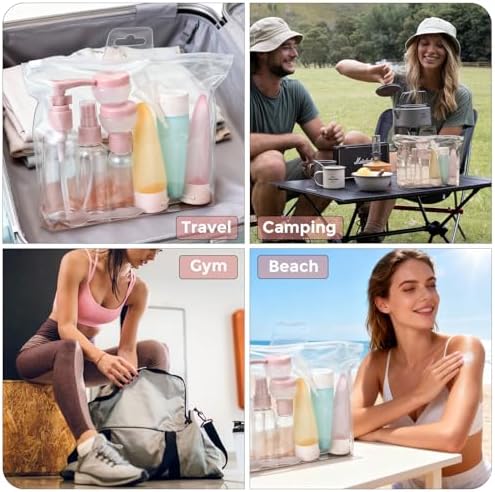 Travel Bottles for Toiletries,12 Pcs Silicone Travel Bottles Containers with Waterproof Bag Squeezable Travel Accessories for Lotion Shampoo Conditioner Skincare Cosmetics - Image 7