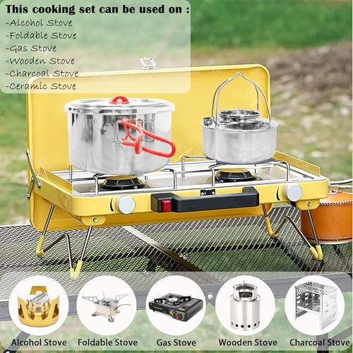 18/8 Stainless Steel Camping Cookware Set, Family Size 6 to 8 People Pots and Pans with Utensils and Kettle, Outdoor Cooking Kit with Carrying Bag - Image 6
