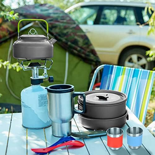 Camping Cookware Set, Portable and Lightweight Stainless Steel Camping Frying Pan Pots Cups Cutlery for Outdoor Picnic Hiking Camping - Image 7