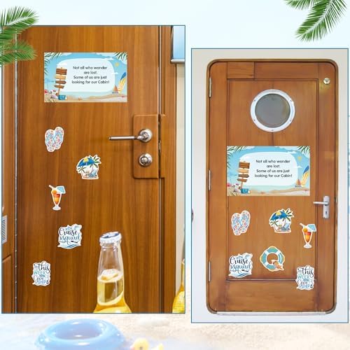 Cruise Door Magnets Decorations, 7PCS Beach Vacation Cruise Magnets, Cruising Essentials Customizable Magnetic Ship Cabin Door Signs Fridge Decor, with 2PCS Pens - Image 5