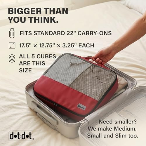 Travel Packing Cubes (Large 5pc - Red/Yellow/Green/Blue/Purple) - Image 2