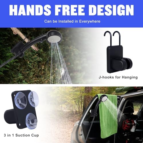 Spopal Portable Shower for Camping, 6000mAh Rechargeable Camping Shower Pump with Intelligent LED Display, 4 Spray Modes, IPX7 Waterproof Outdoor Shower Kit for Hiking, Travel, Car, Pet - Image 7
