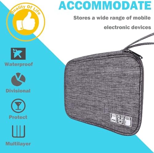 YUNYU Electronics Accessories Organizer Bag, Carry Travel Gadget Bag, Electronics Accessories Bag, Bag Travel Electronics, for USB Cable Drive(Grey) - Image 6