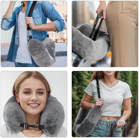 Stuffable Neck Pillow for Travel, Travel Pillow Stuffable with Clothes, Travel Neck Pillows With Adjustable Straps for Essentials Extra Luggage(Grey) - Image 6