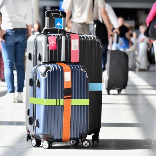 Luggage Straps, 8 Pcs Adjustable Suitcase Straps Belts with 4 Pcs Metal Luggage Tags Heavy Duty Adjustable Suitcase Belts - Image 6