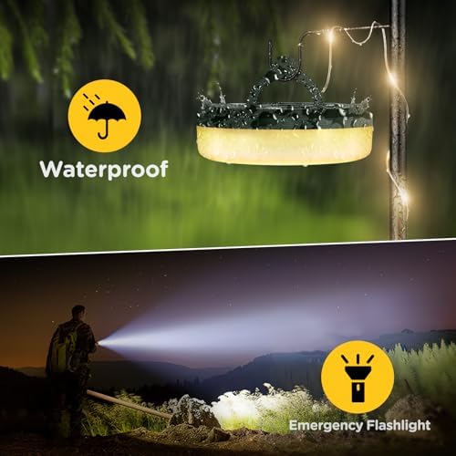 OGERY Camping String Lights, 4 in 1 Quick Storage 32.8FT Rechargeable Tent Lights String with 8 Lighting Modes, Hanging Waterproof Portable LED Lamp for Outdoor Patio Awning Garden Camping Essentials - Image 5