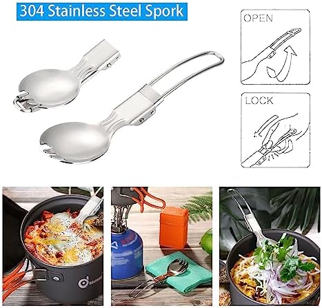 Odoland Camping Cookware Set With Stove for 1-2 People - Portable Campfire Stainless Steel Cook Gear Traveling Cooking Equipment Utensils Outdoor Cooking Kit for Trekking Hiking Picnic - Image 5