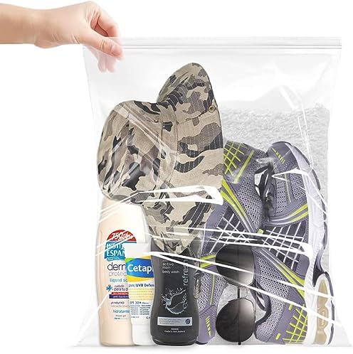 25PCS Reusable Large Travel Clothes Bags Plastic Hospital Bags, Waterproof Ziplock Bag Transparent Large Storage Organiser for Clothes Luggage 50X60CM,40X50CM,30X40CM (Without Hole) - Image 7
