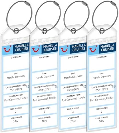 Marella (TUI) Cruise Luggage Tag Holders [4 Pack] – Waterproof, Durable Plastic with Steel Loops – Fits All Marella (TUI) Ships for Cruising in 2026, 2027 and 2028