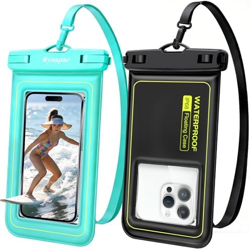 Waterproof Phone Pouch Floating, 2 Pack IP68 Waterproof Phone Case Compatible with iPhone 17 16 15 Pro Max Galaxy S25 S24 Ultra Up to 7", Cellphone Dry Bags Beach Cruise Essentials with Lanyard