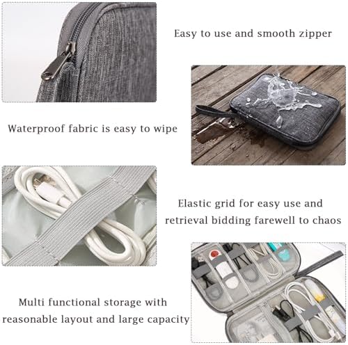 DDUP Cable Organiser Bag,Travel Cable Bag, Electronics Accessories Organizer, Airplane Travel Essentials Gadget Storage with Handle for Power Bank, Memory Card, Chargers and Hard Disk(Grey) - Image 4