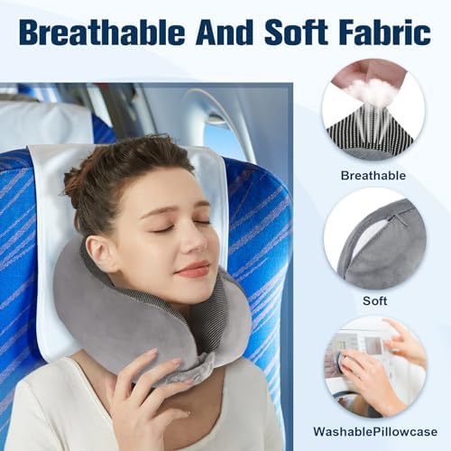 Cirorld Travel Pillow for Airplane, Neck Pillow for Travel, Memory Foam Travel Neck Pillow for Adults, Adjustable & Compact Flight Pillow, Ergonomic Neck Cushion, With Ear Plugs, Eye Mask, Carry Bag - Image 6