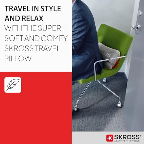 SKROSS Mini Travel Pillow, Ultra Comfortable Mini Travel Pillow in Memory Foam, 100% PU, Washable Cover (Grey) - Image 7