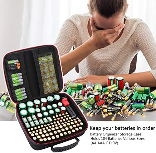 Glamgen battery Organizer Storage Case with Tester BT168 - Hard Case Holds 104 AA AAA C D 9V, Storage Box with Capacity Indicator (Batteries Not Included) - Image 2