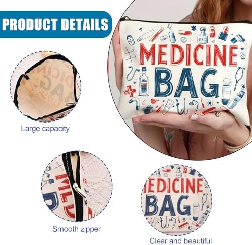 Travel Medicine Bag, Medication Bag for Travel, Medicine Bags for Travelling for Travelling Meds Toiletry Bags Portable Make Up Zipper Pouch for Medication Pills Med Kit Bag for Bedroom - Image 3