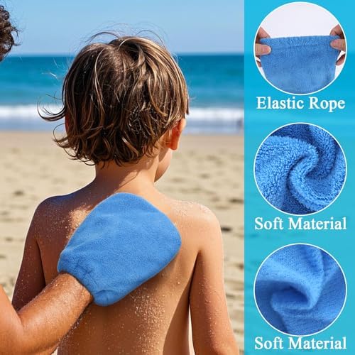 Vodolo 2 in 1 Sand Remover for Beach,2Pcs Sand Wipe Off Mitts for Beach,Beach Vacation Essentials for Kids Adults,Beach Day Accessories Must Haves for Women,Summer Family Beach Needs Items Necessities - Image 3