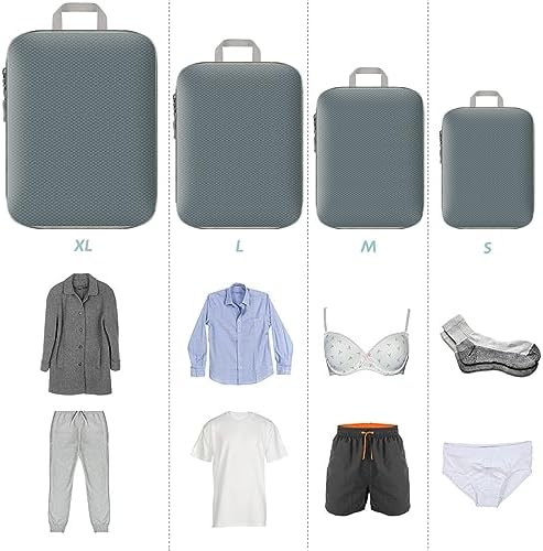 8 Piece Set Compression Packing Cubes For Suitcases, Packing Cubes For Travel (Grey) - Image 6